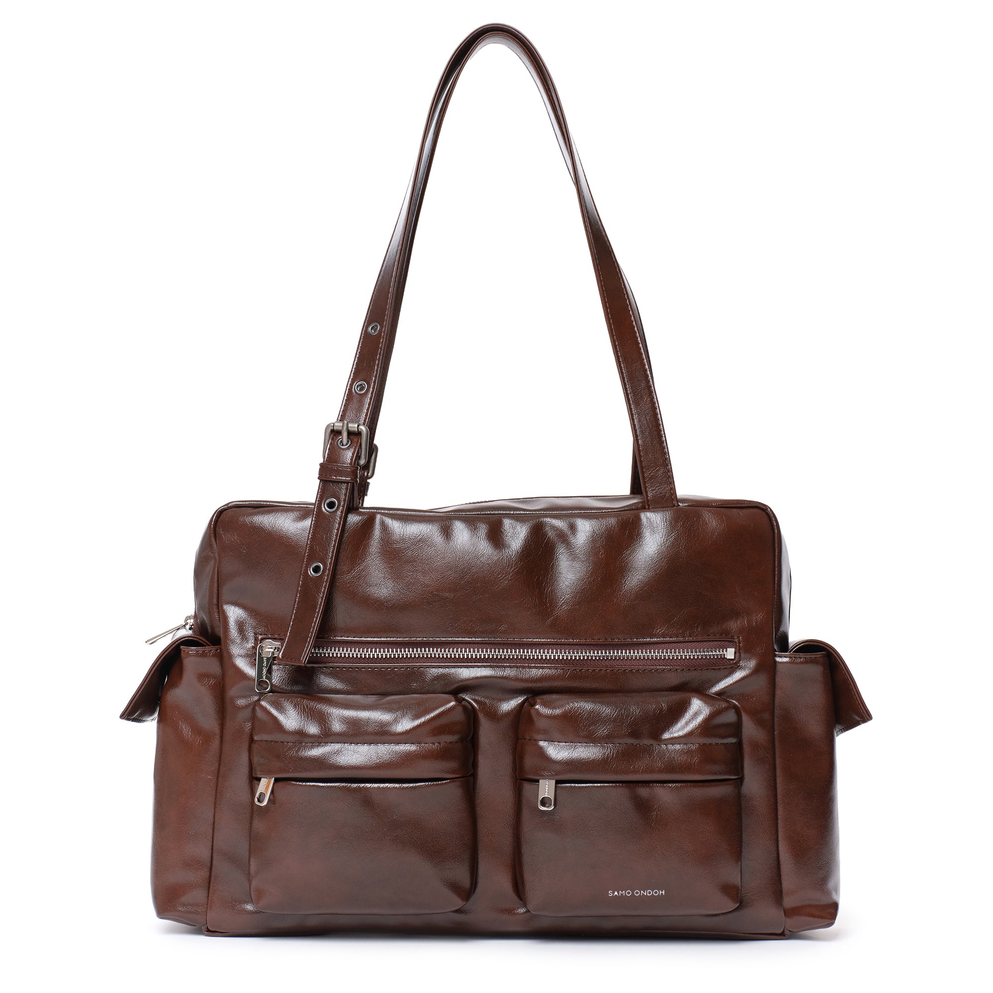 SAMO ONDOH Pocket Utility Bag L in vampire walnut on a white background
