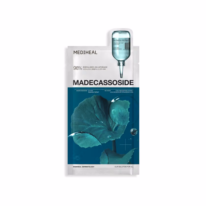 Official Mediheal Madecassoside Essential Mask Blemish Repair sachet image. Tea Tree masks are not pictured.