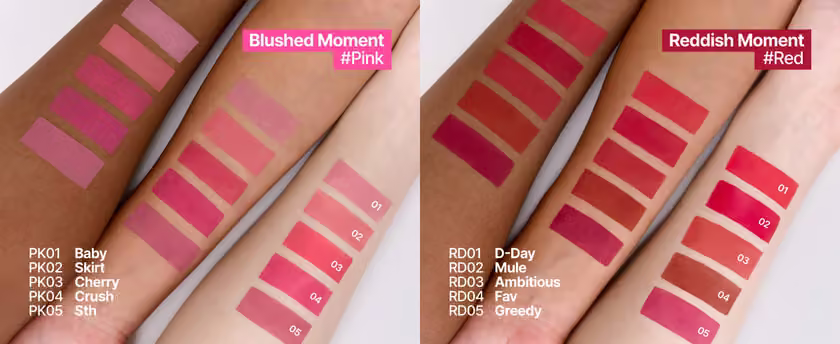 Blurry Pudding Pot pink and red shade-family arm swatches