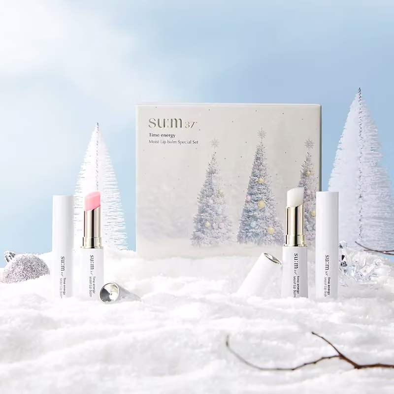 su:m37 Time Energy Moist Lip Balm Holiday Duo · 5.5g × 2 + 3g × 2 minis — Olive Young product photograph