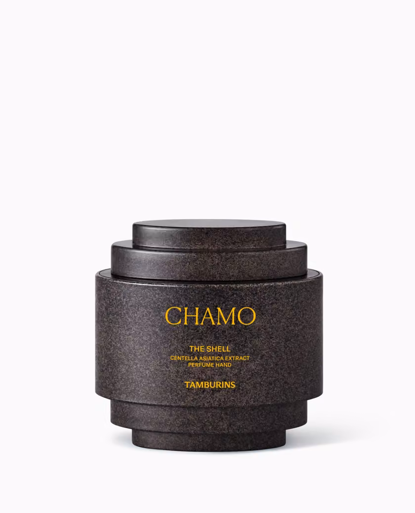 Black shell-pattern TAMBURINS CHAMO hand-cream case