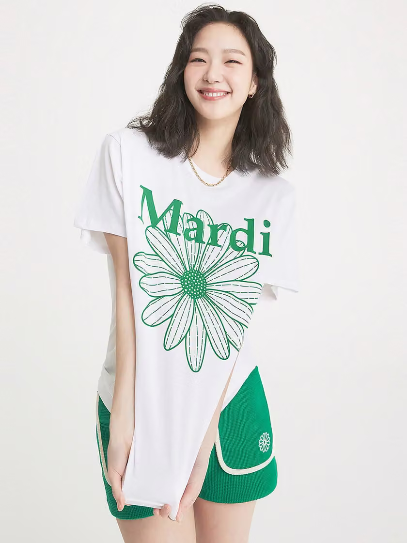 Mardi Mercredi TSHIRT FLOWERMARDI_WHITE GREEN, official representative product photo