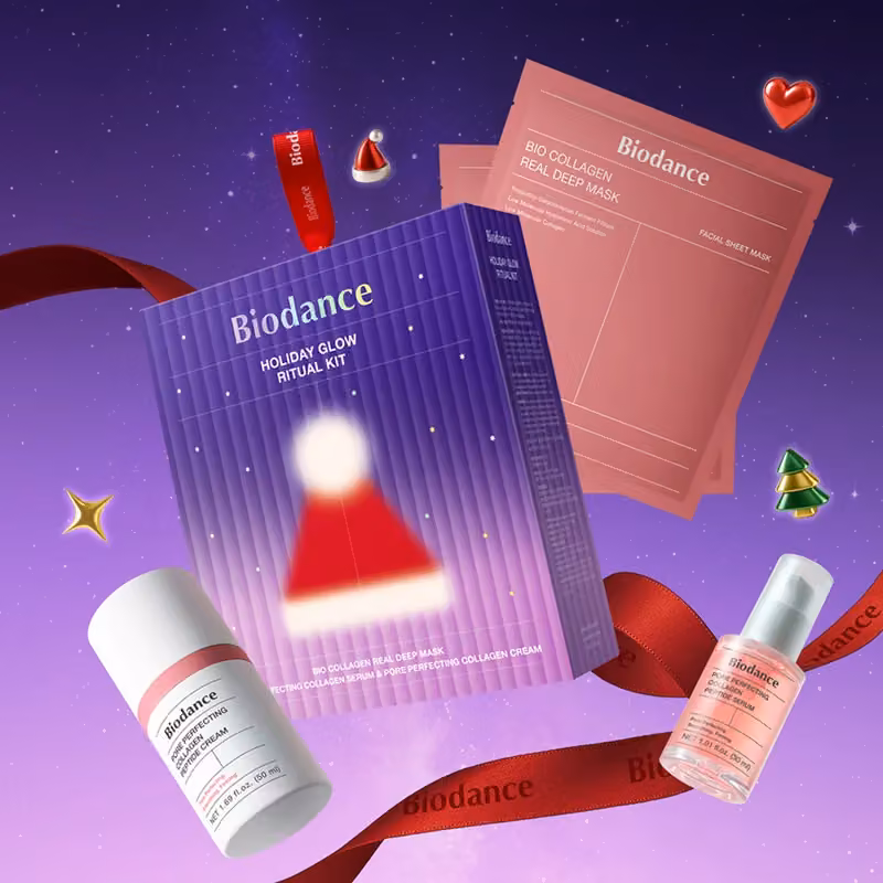BIODANCE Holiday Glow Ritual Kit · Collagen Serum 30ml, Cream 50ml & 2 Masks — Olive Young product photograph
