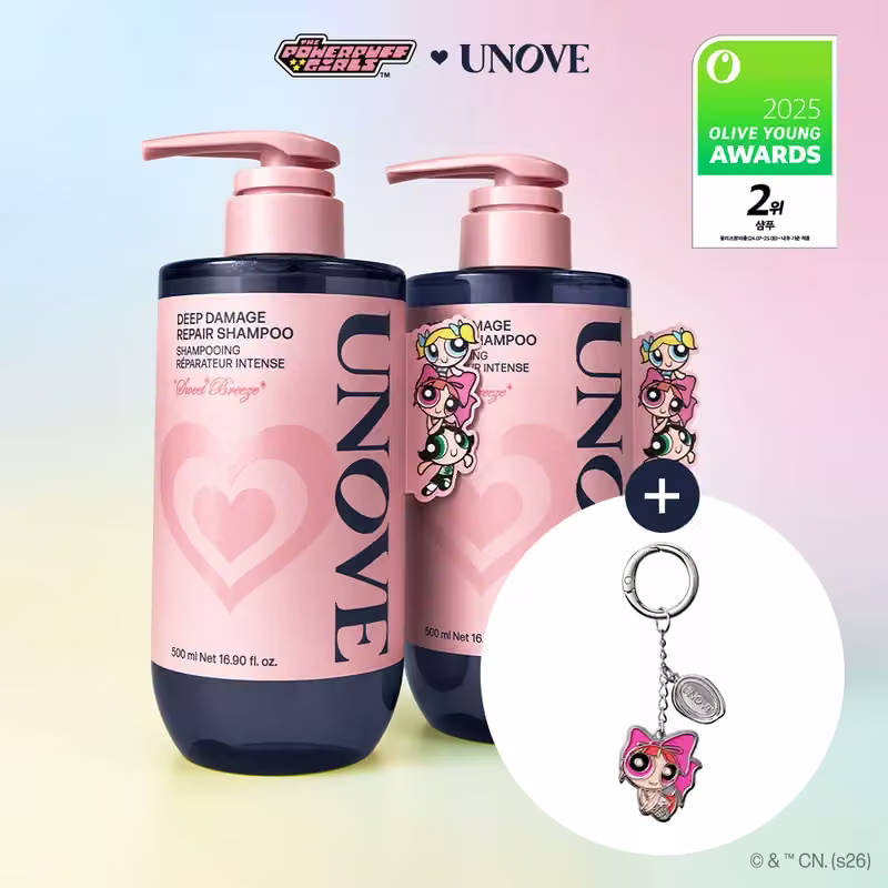 UNOVE Deep Damage Repair Shampoo 500ml double / duo · The Powerpuff Girls — Olive Young product photograph
