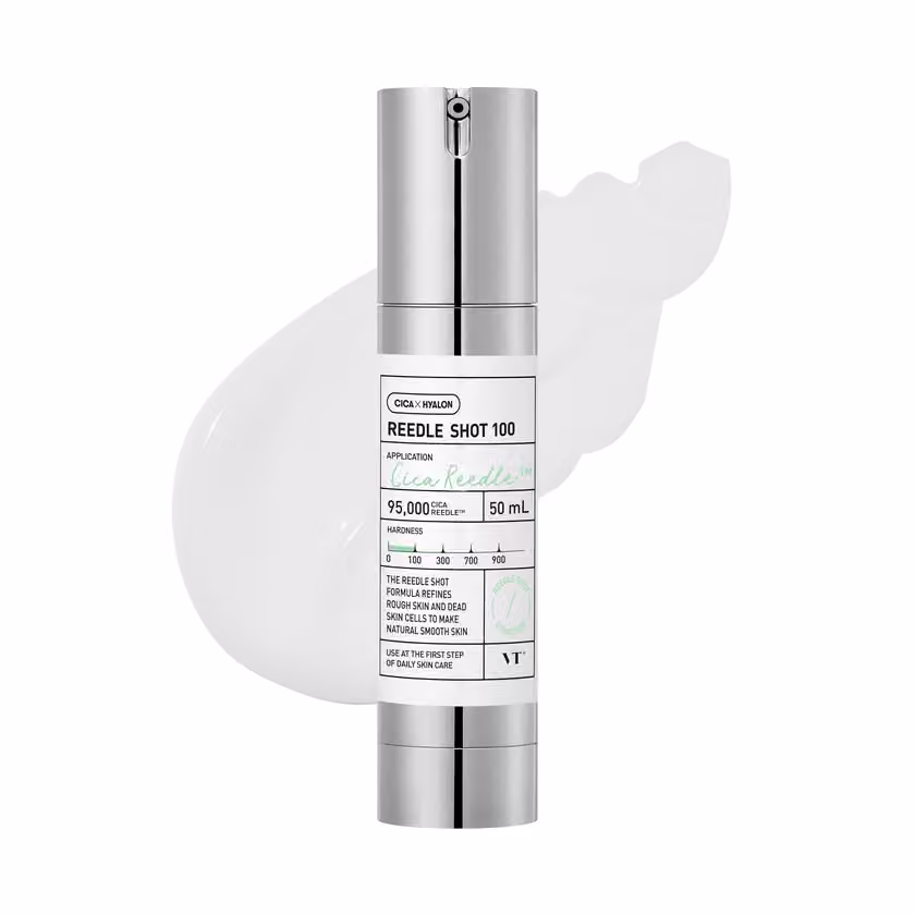 Official VT Reedle Shot 100 image showing a silver and white 50 mL bottle.