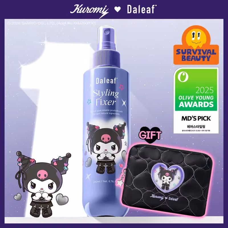 Daleaf Glam Styling Fixer 200ml · Kuromi pouch set — Olive Young product photograph
