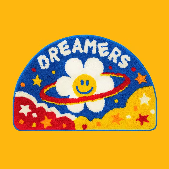 Official Wiggle Wiggle photograph of the colorful Dreamers floor mat.