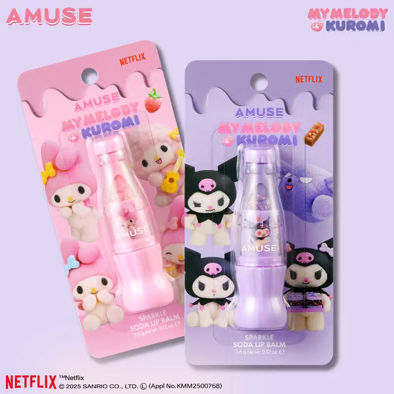 AMUSE Sparkle Soda Lip Balm · My Melody & Kuromi edition — Olive Young product photograph