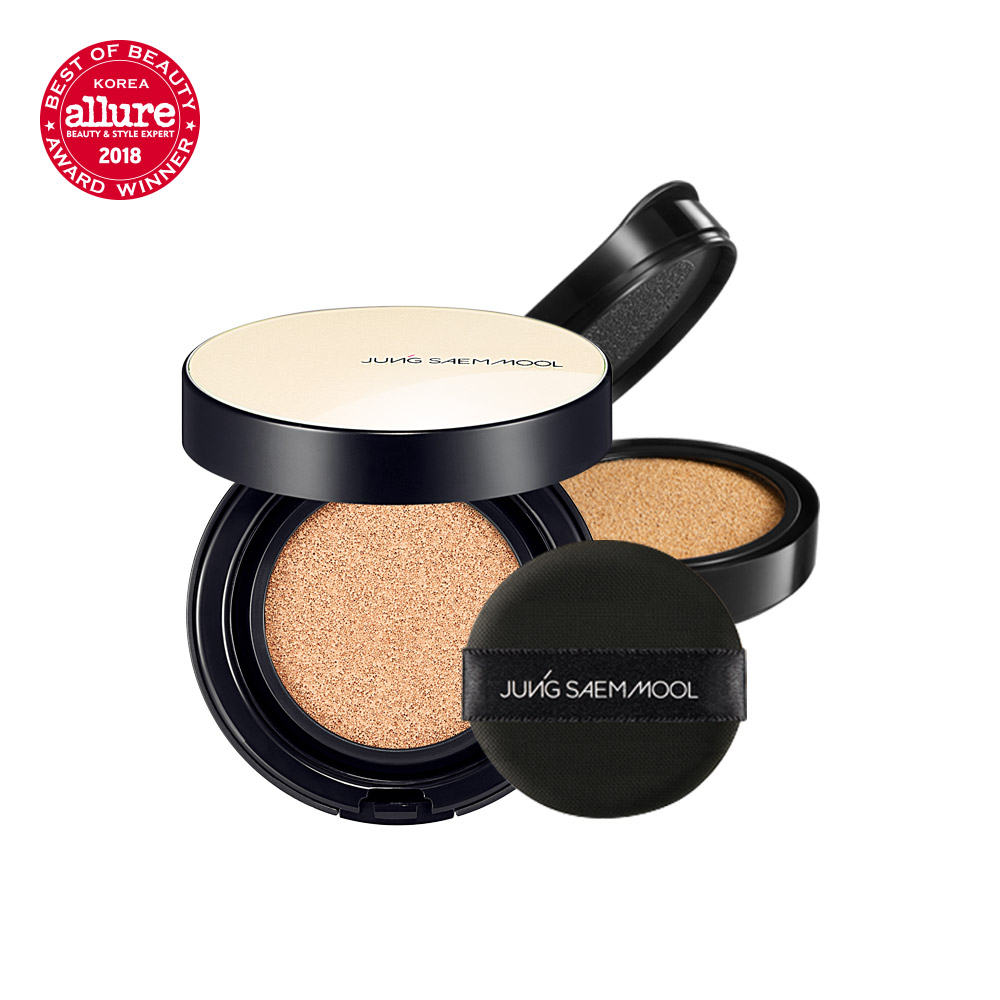 Official JUNG SAEM MOOL Essential Skin Nuder Cushion image showing the compact, puff and refill.