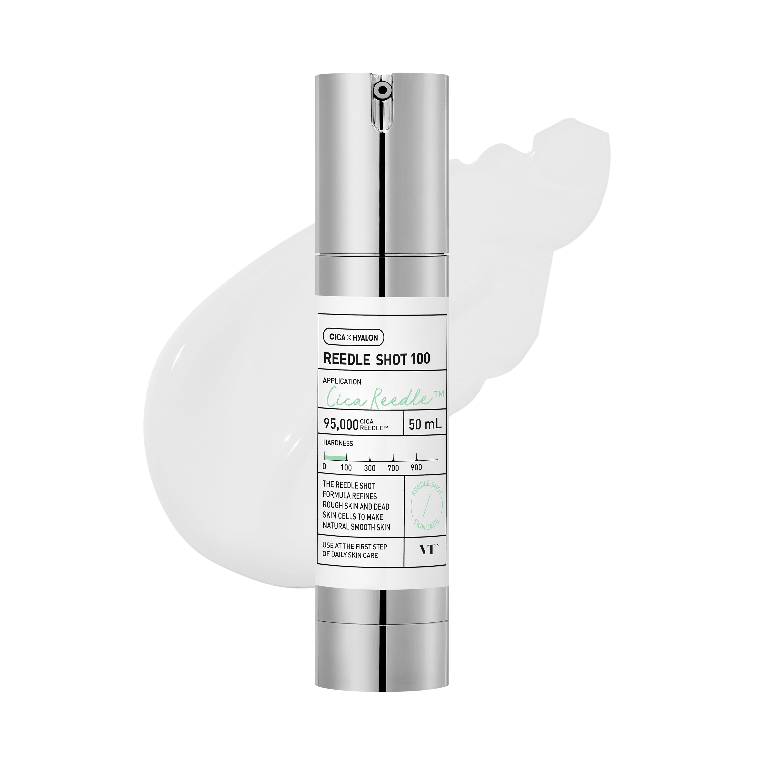 Official VT Reedle Shot 100 image showing a silver and white 50 mL bottle.