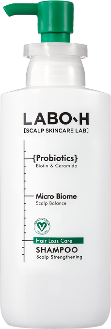 Official Labo-H Scalp Strengthening Shampoo image showing a white bottle with a green pump.