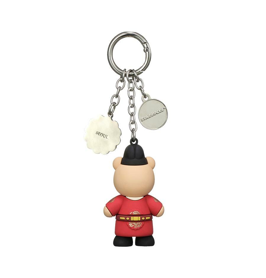 Starbucks Annyeong Seoul Bearista keychain, rear view with SEOUL charm engraving