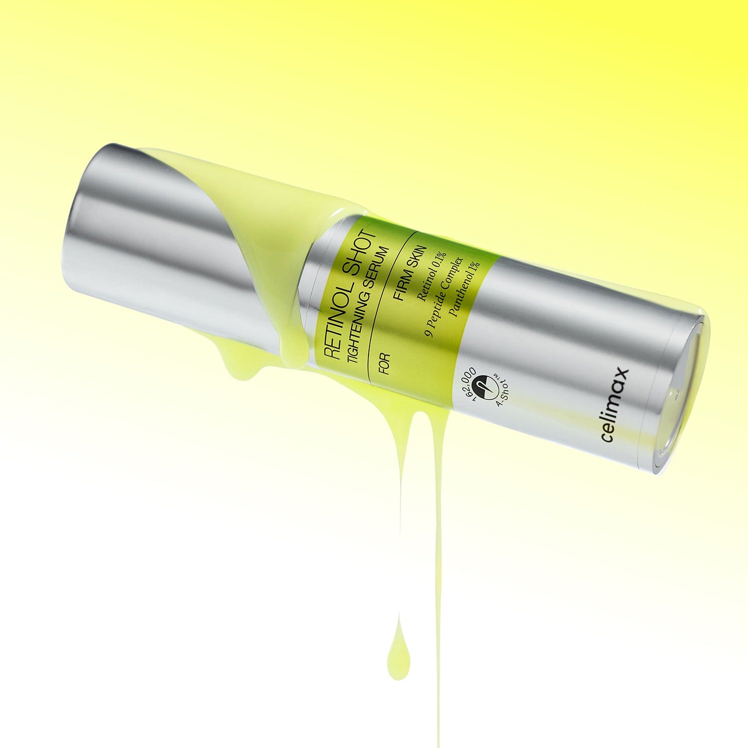 Serum bottle with flowing texture.