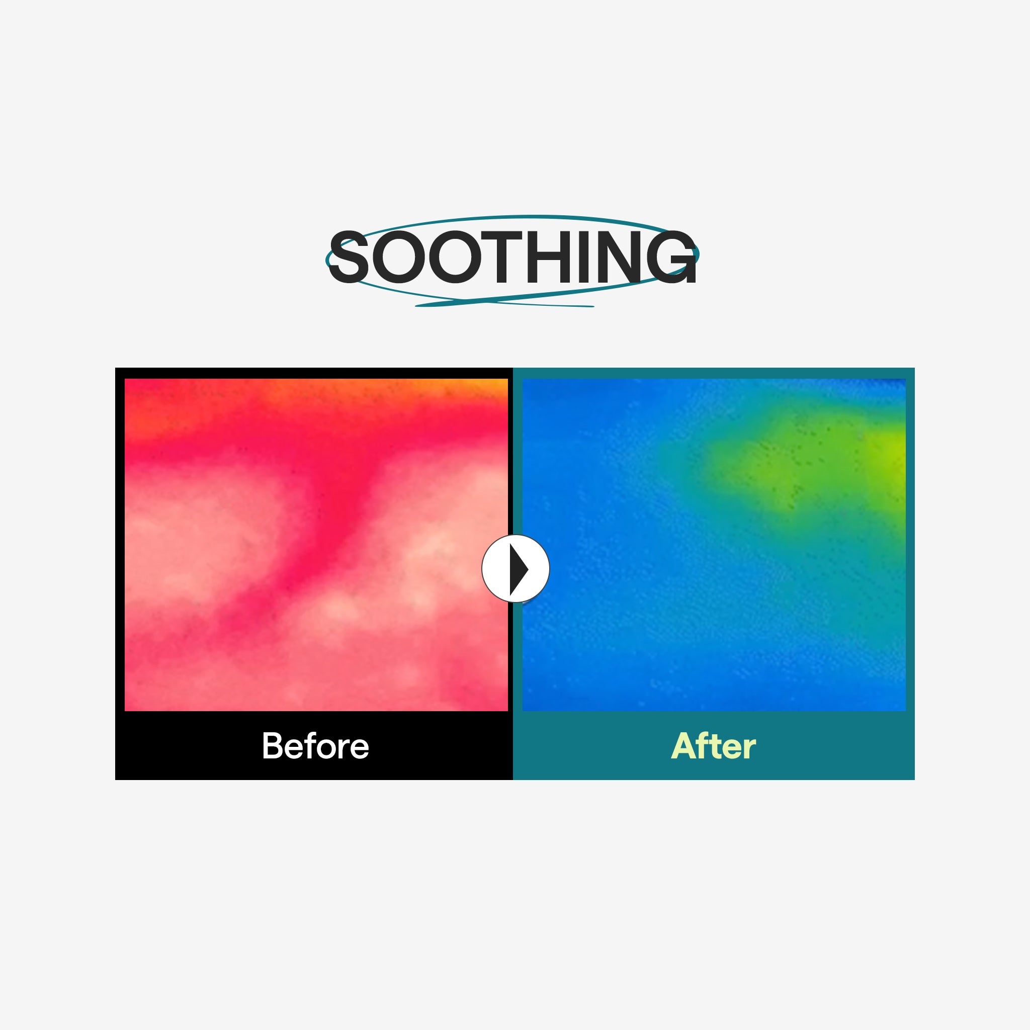 Brand before/after temperature-imaging comparison.