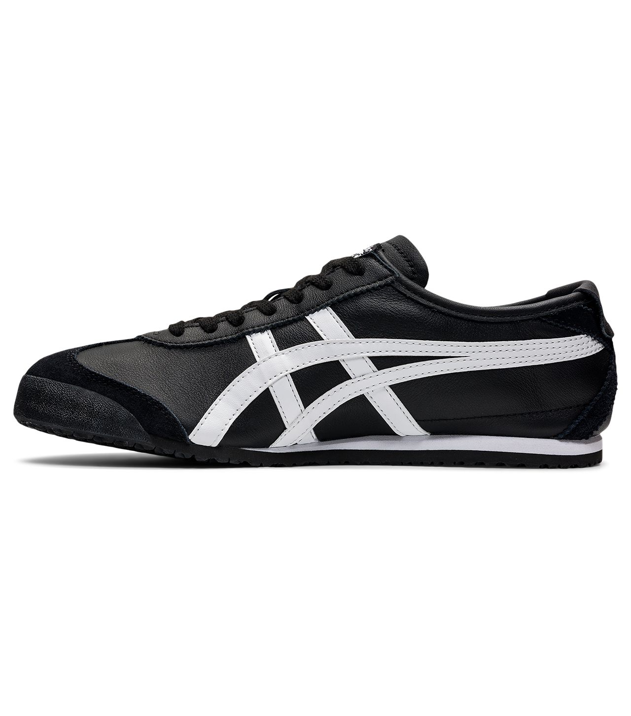 Onitsuka Tiger Mexico 66 Black/White — single-shoe lateral profile