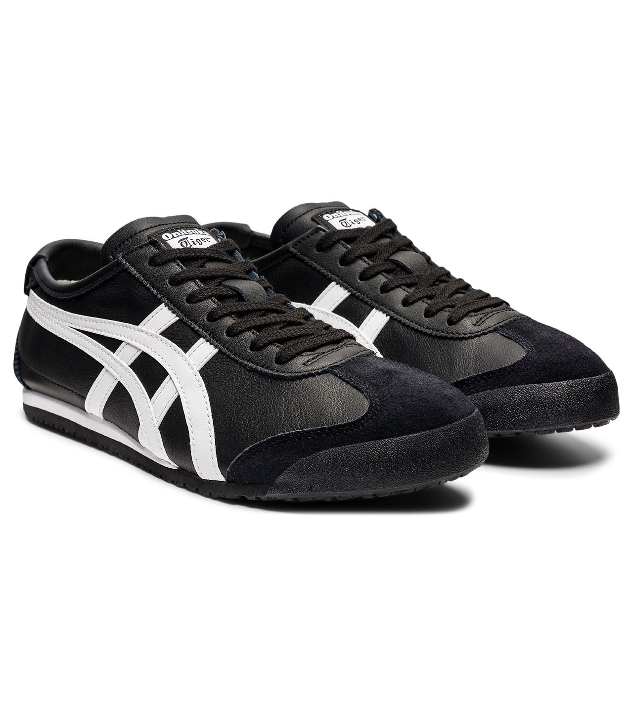 Onitsuka Tiger Mexico 66 Black/White — angled front pair view