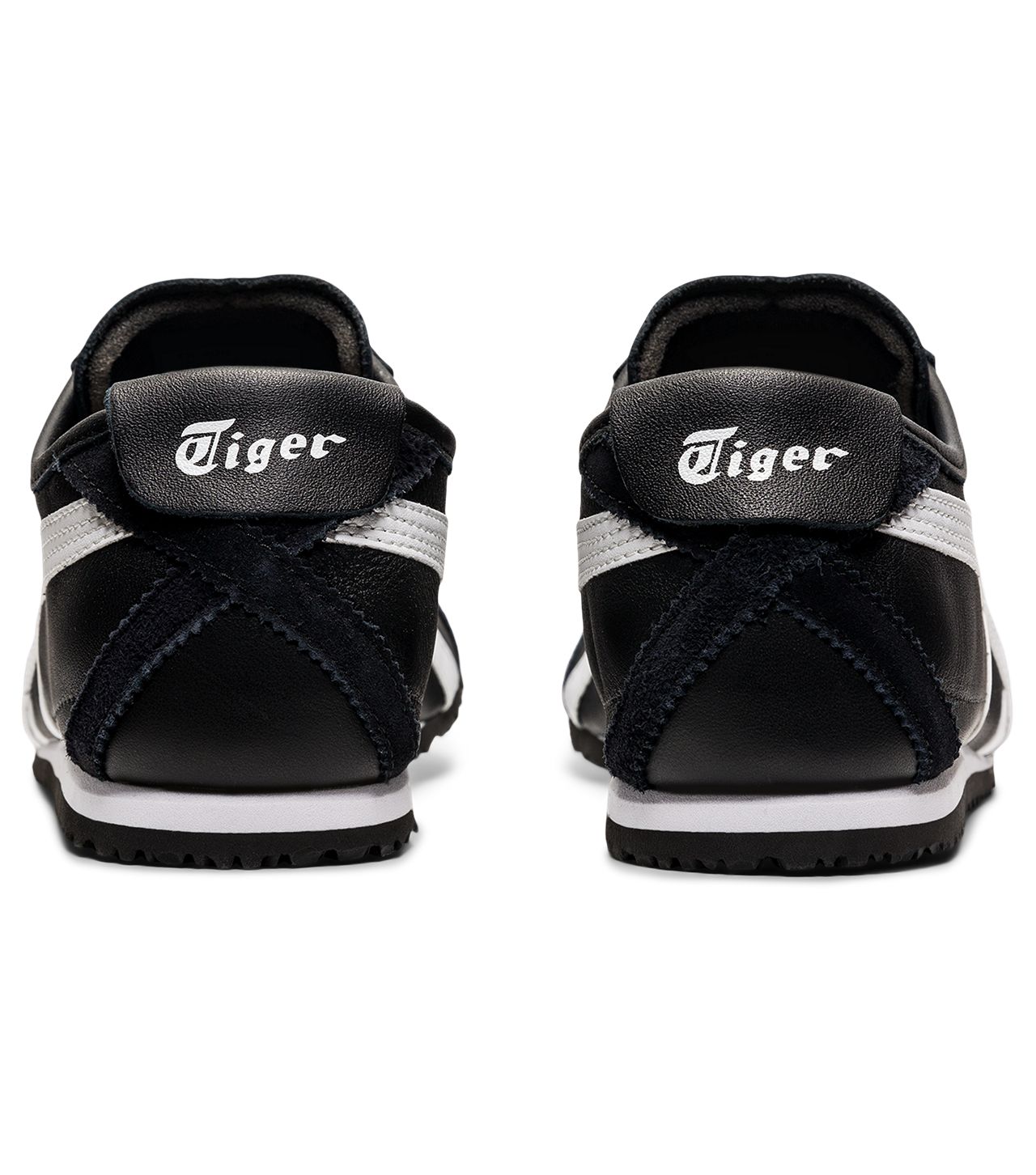 Onitsuka Tiger Mexico 66 Black/White — heel tabs and crossed heel overlays