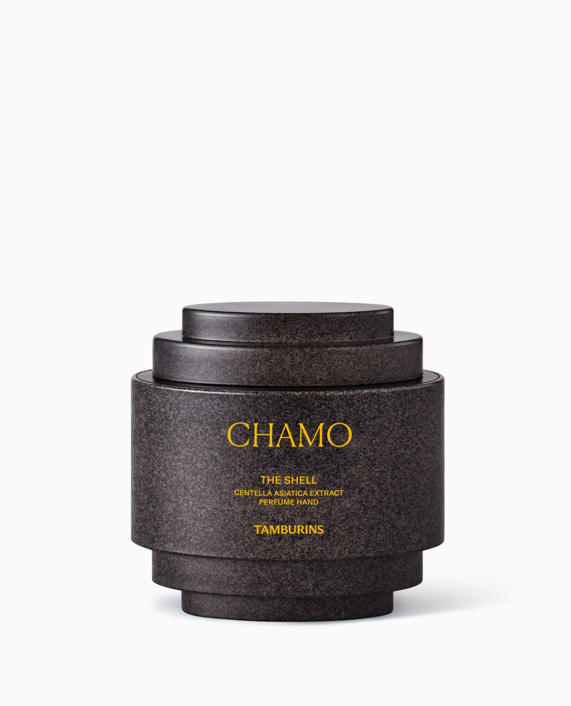 Black shell-pattern TAMBURINS CHAMO hand-cream case