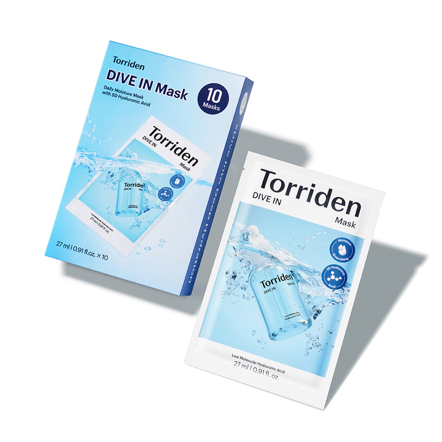 DIVE IN Mask ten-sheet box and individual sachet.