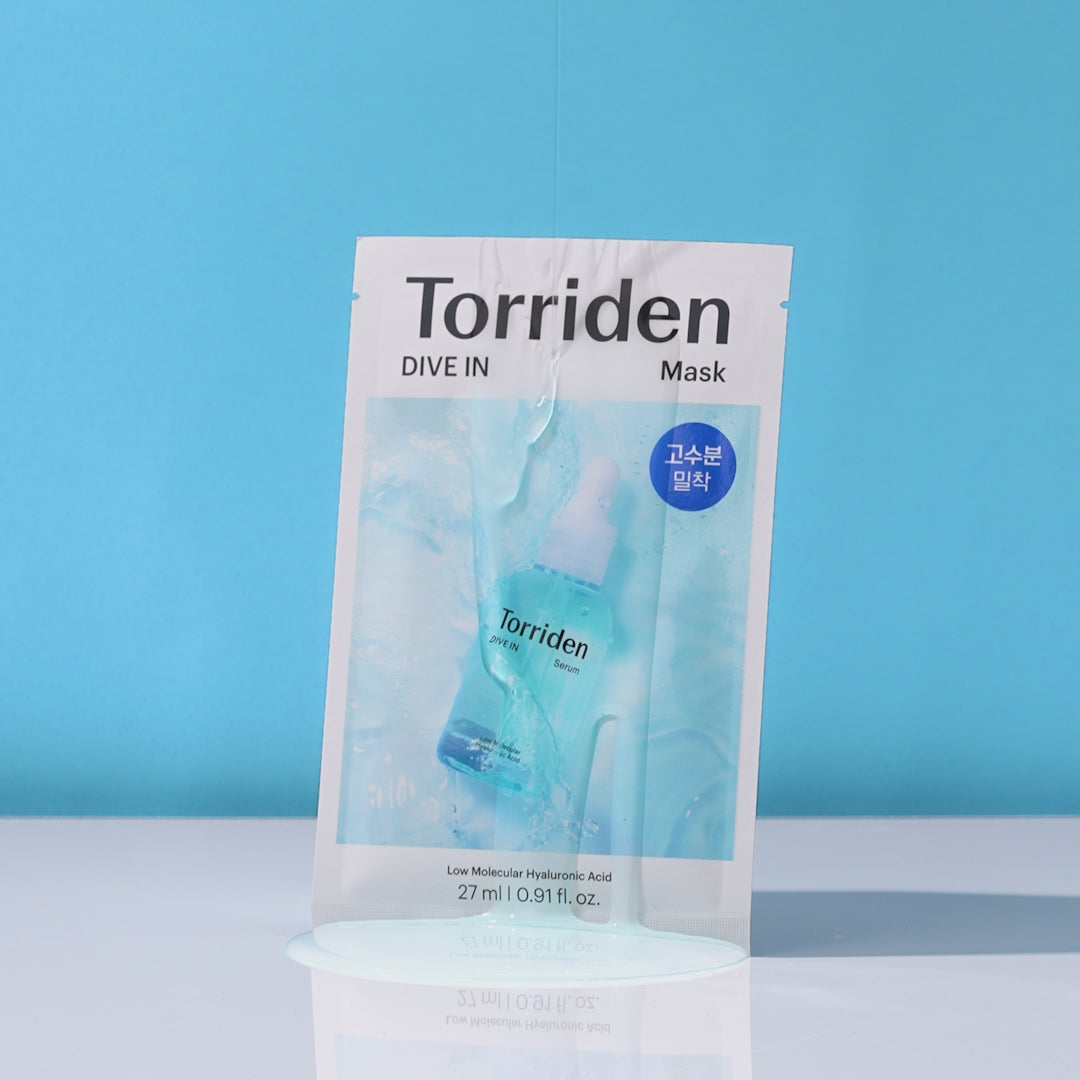 DIVE IN Mask sachet in the original product-video cover photograph.
